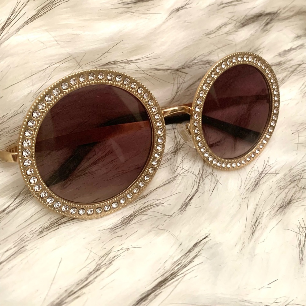 Sojos eyewear Circle rhinestone sun glasses